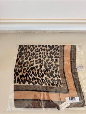 Leopard Print Accent Scarf